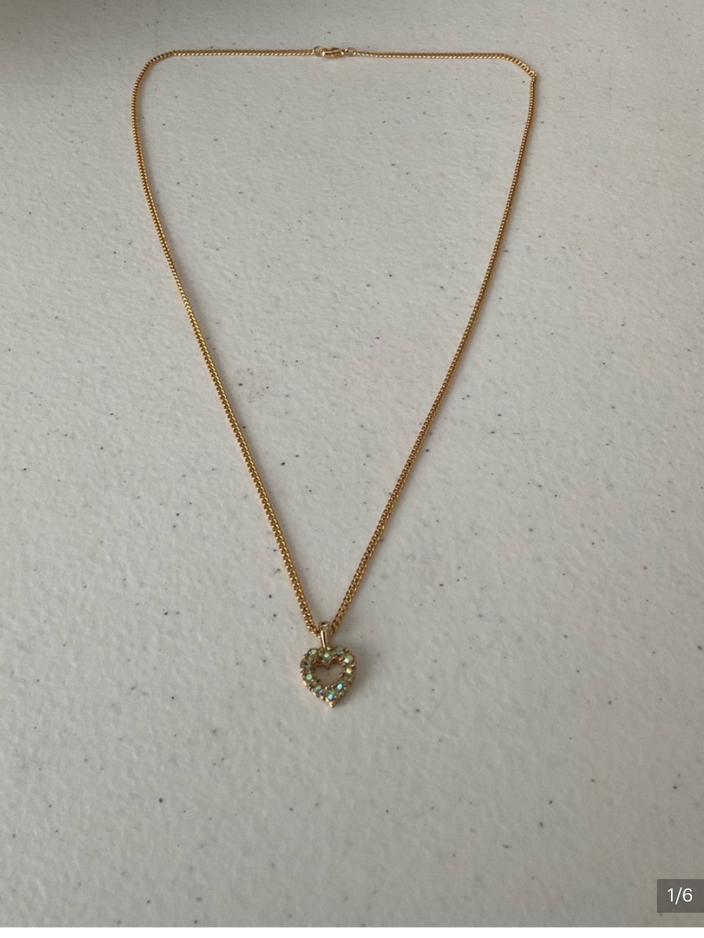 Swarovski Gold Heart Pendant Necklace with Iridescent Stones